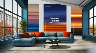 summer beach night backgrounds set. creative gradients in summer colors. ocean horizon, beach and su Wall mural