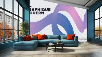 Wavy shape with colorful gradient. Vector illustration. Wall mural