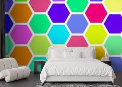 Honeycomb many color, multicolored. Isometric geometry. 3D illustration Wall mural