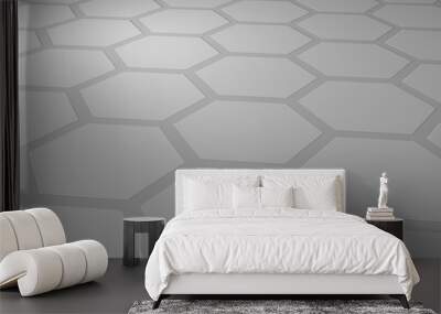 Honeycomb on a gray background. Perspective view on polygon look like honeycomb. Extruded, bump cell. Isometric geometry. 3D illustration Wall mural