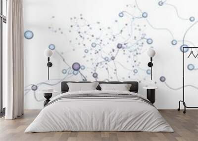 Neural network. Social network. Futuristic dna, deoxyribonucleic acid. Abstract molecule, cell illustration, mycelium. Light background. 3D illustration Wall mural