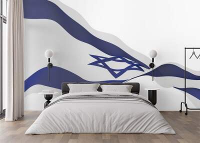 The flag of Israel. State symbol of the State of Israel. A blue Star of David between two horizontal blue stripes on a white field. 3d illustration Wall mural