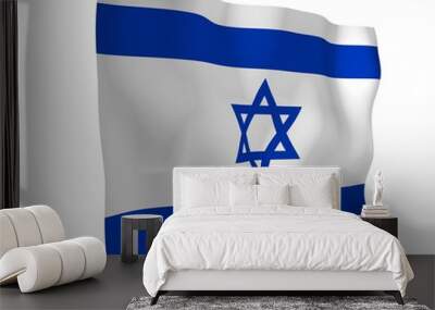 the flag of israel. state symbol of the state of israel. a blue star of david between two horizontal Wall mural