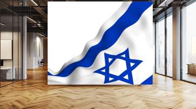 the flag of israel. state symbol of the state of israel. a blue star of david between two horizontal Wall mural