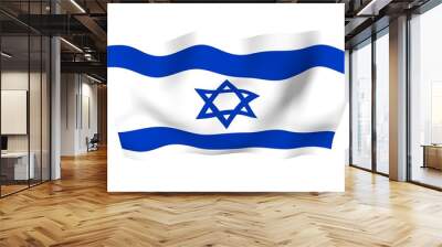 the flag of israel. state symbol of the state of israel. a blue star of david between two horizontal Wall mural