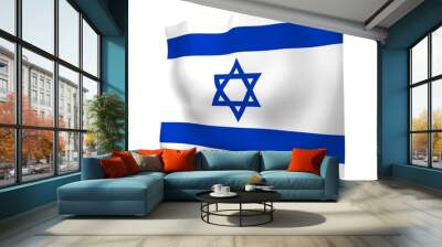 the flag of israel. state symbol of the state of israel. a blue star of david between two horizontal Wall mural