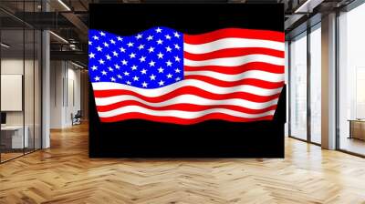 Waving flag of the United States of America on a dark background. Stars and Stripes. State symbol of the USA. 3D illustration Wall mural