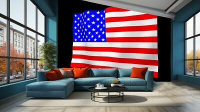 Waving flag of the United States of America on a dark background. Stars and Stripes. State symbol of the USA. 3D illustration Wall mural