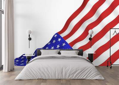 Waving flag of the United States of America. Stars and Stripes. State symbol of the USA. 3D illustration Wall mural