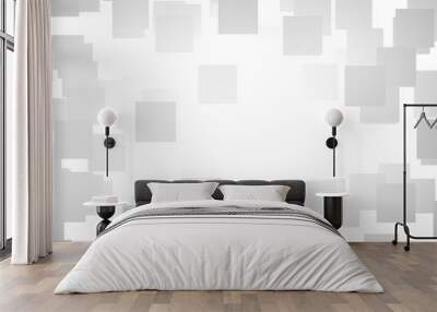 White abstract background. Misty backdrop with grey squares. 3D illustration Wall mural