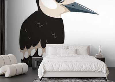 Forest bird woodpecker cartoon illustration in flat style Wall mural