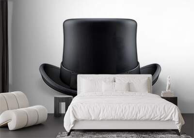 Elegant black top hat isolated on a white background Wall mural