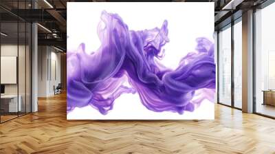 Flowing Purple Silk Drapes Elegantly Against a White Backdrop in Soft, Luminous Light Wall mural