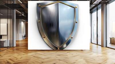 Silver and Gold Medieval Shield Isolated on White Background Wall mural