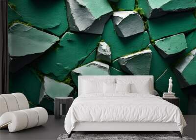 texture of clean empty green stone surface backdrop between wall texture background. copyspace Wall mural