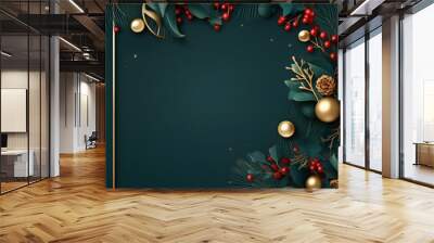 Christmas ans New Year seasonal social media background design in square with blank space for text. Template for holiday commercial promotion post. Wall mural