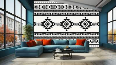 Ethnic tribal Aztec black and white background. Seamless tribal pattern, folk embroidery, tradition geometric Aztec ornament. Tradition Native and Navaho design for fabric, textile, print, rug, paper Wall mural