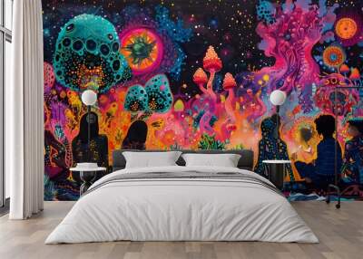 Psychedelic Forest Gathering. Wall mural