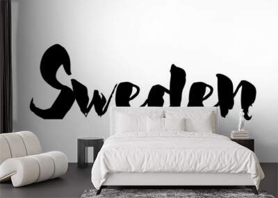 Sweden Country Name Handwritten Text Calligraphy Wall mural