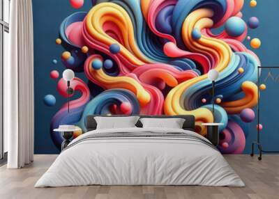 Abstract swirl of colorful shapes and waves. Wall mural