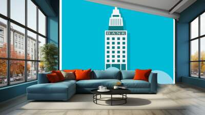 Business vector Building a bank on a blue background Wall mural