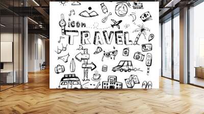 icon. Hand drawn.  travel themed doodle. Vector flat illustration. on white background Wall mural