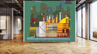 Industrial landscapes factory electric power station Vector illu Wall mural