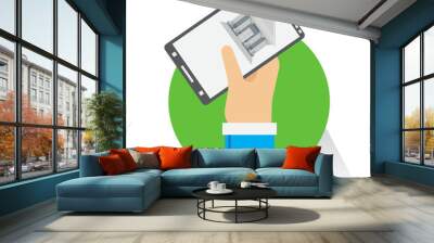 vector Mobile banking concept Hand holding smartphone on white b Wall mural