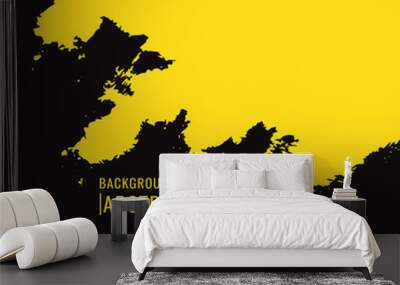 Yellow Paint brush stain on black background in grunge style. vector Wall mural