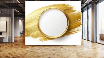 Brush stroke and gold circle element design on a white background, artistic, abstract, creativity, elegant, modern Wall mural