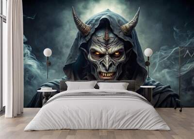 Evil dark undead demon possessed with dark magic, evil, dark, undead, demon, possessed, magic, horror, fantasy, spooky Wall mural