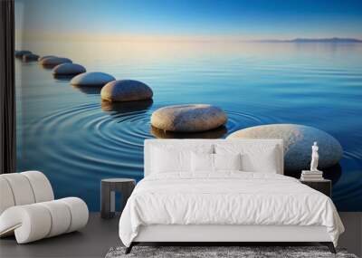 Tranquil pebble stones in serene water for Zen meditation background Wall mural