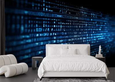 Digital binary encrypted code matrix background - data binary code network connectivity Wall mural