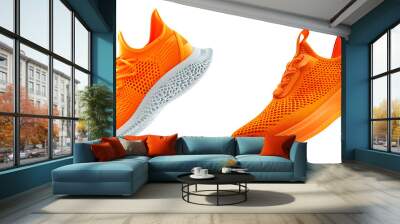 orange running sneakers isolated on transparent png background Wall mural