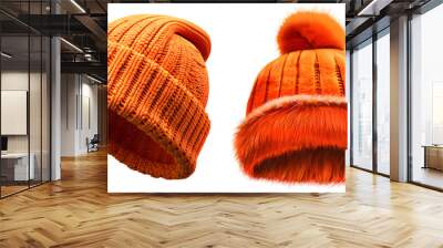 orange warm winter hat isolated on transparent png background Wall mural