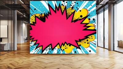 Pink pop art splash background explosion in comics book style Wall mural