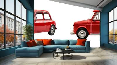 Red retro car model isolated on transparent png background Wall mural