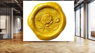 Intricate Yellow Wax Seal with Rose Design for Letters and Crafts Wall mural