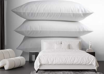 Isolated Stack of Four Soft White Pillows Without Background Wall mural