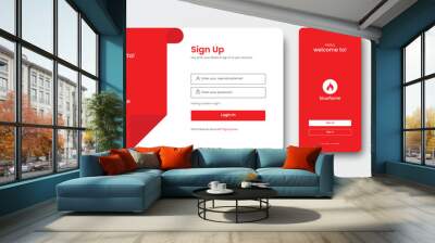 set of sign up & sign in forms. professional mobile app sign in page. register page vector illustration.  Wall mural