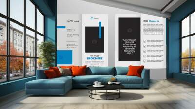 trifold business brochure design Layout template  Wall mural