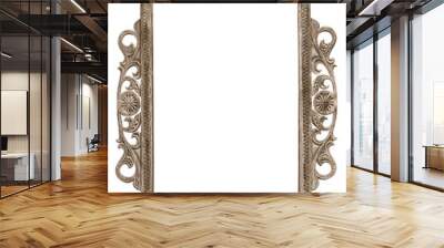 Antique vintage wood carved window frame isolated on white backg Wall mural