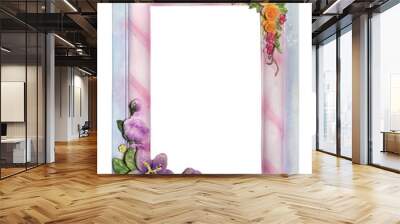 Plaster frame for photo with flowers isolated on a white backgro Wall mural