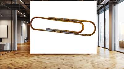 rusty paper clip isolated on white background Wall mural