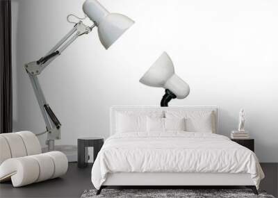 Two table electric lamps shining on each other. Isolated on whit Wall mural