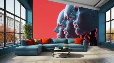 a group of humanoid robots, Smart factory, industry revolution Wall mural