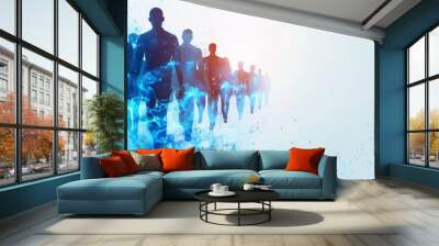 digital silhouettes of people backdrop, business team of people Wall mural