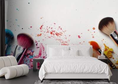 make-up background, cosmetic background, copy space, place for tex Wall mural