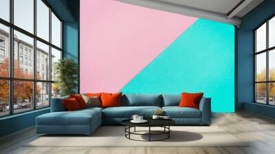 Colored pastel paper background with geometric lines. Copy space. Wall mural