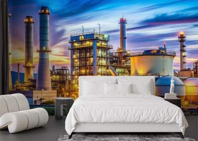 A detailed stock photo of an atomic nuclear reactor in a refinery industry setting Wall mural